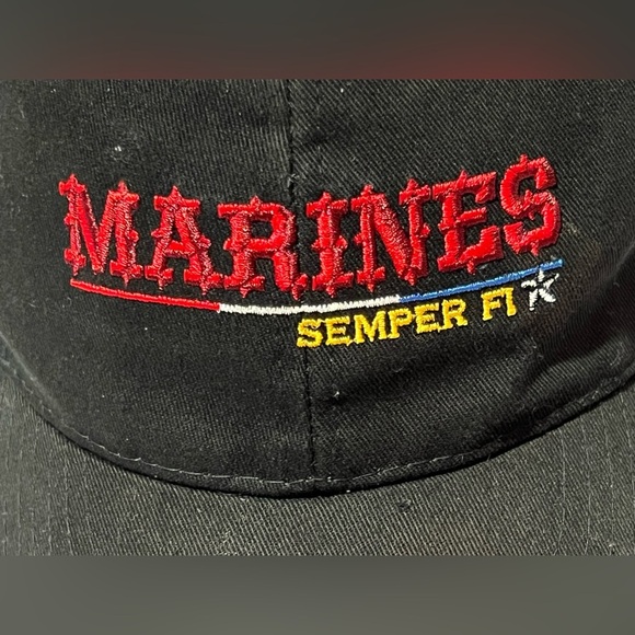Marines Semper Fi Vintage Black Hat Bayside Made USA Embroidered - Picture 10 of 12